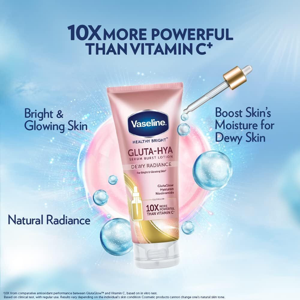Vaseline Healthy Bright Gluta-Hya Serum Burst Lotion Dewy Radiance 330ML - 3