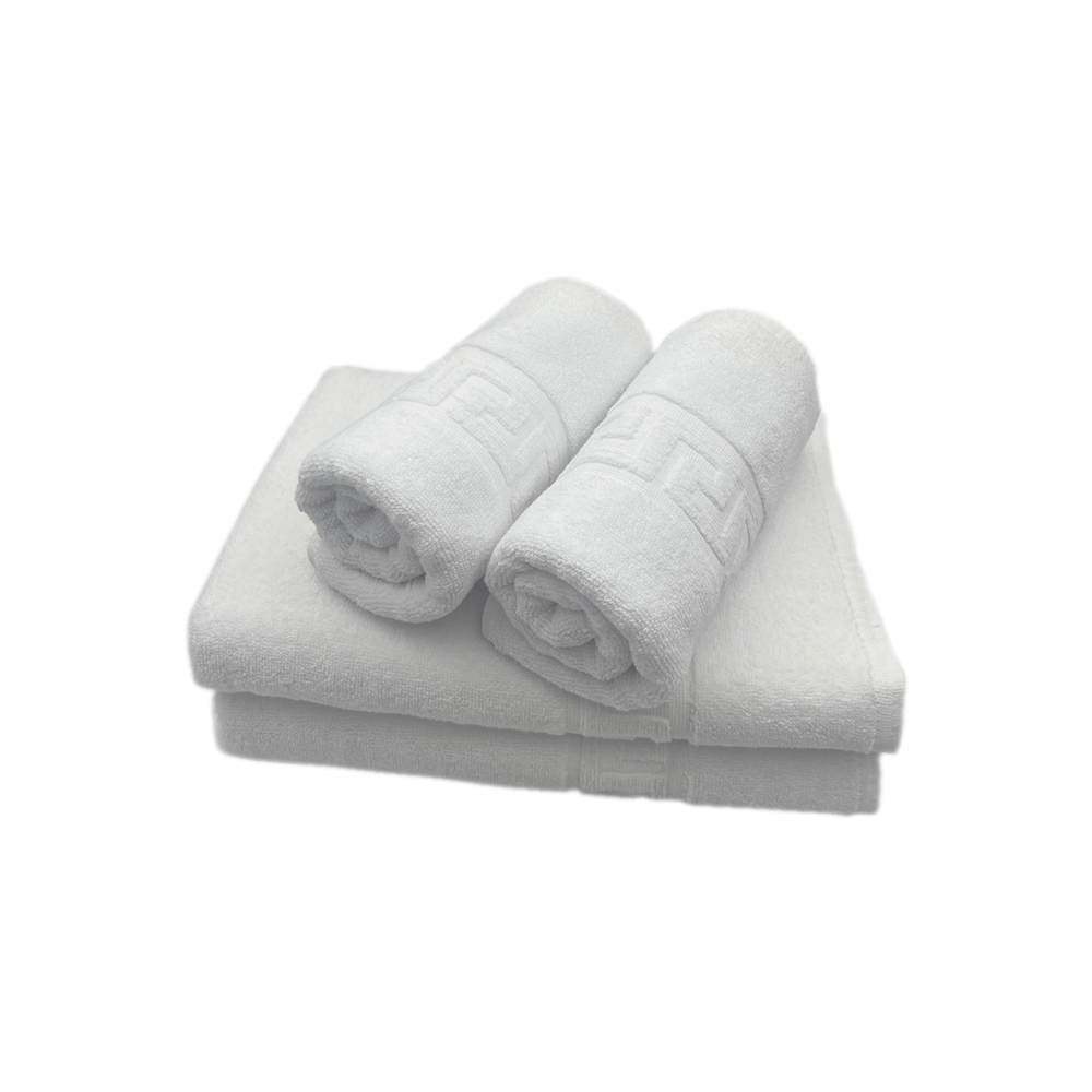 BYFT Magnolia Hand Towel 50 x 100 Cm Bath Towel 70 x 140 Cm 600 Gsm White G Dobby 100% Cotton Set of 4 - 3