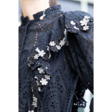 الروح الآسيوية، سترة علوية من الدانتيل باللون الأسود، مقاس صغير (S) - 7 miniature