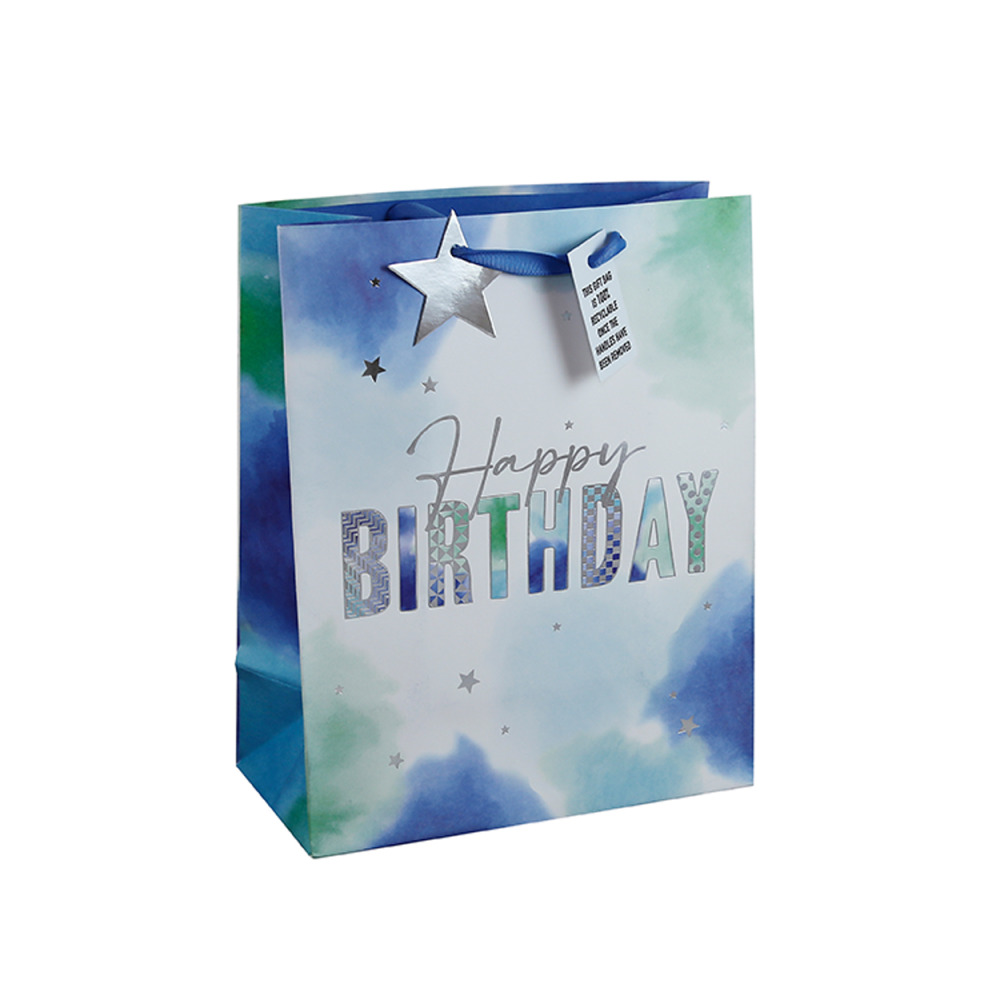 Gift Bag Eurowrap White Kraft Birthday Boy Large  - 1