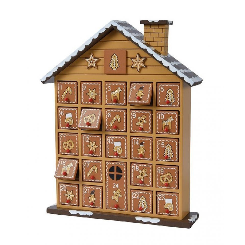 Kaemingk Decoris Advent Calendar Mdf House Ginger Bread Style - 1