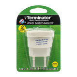 Terminator / Adapter, Multi traveler with shutter and indicator, EU to universal, White - 2 miniature