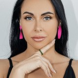 ACCENT Enamel earrings-stripes bright fuchsia - 4 miniature