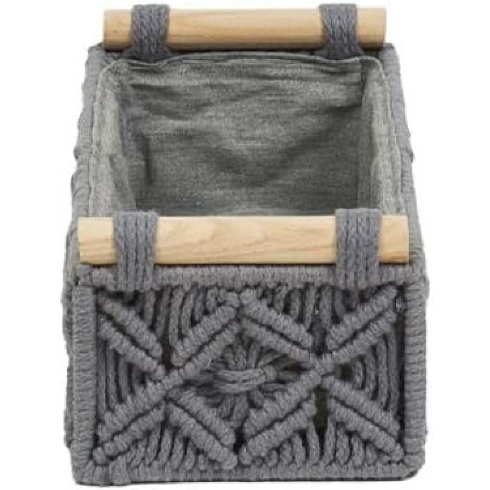 Homesmiths Small Cotton Rope Basket With Handle Grey 30 x 14 x H9 cm - 2