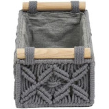 Homesmiths Small Cotton Rope Basket With Handle Grey 30 x 14 x H9 cm - 2 miniature