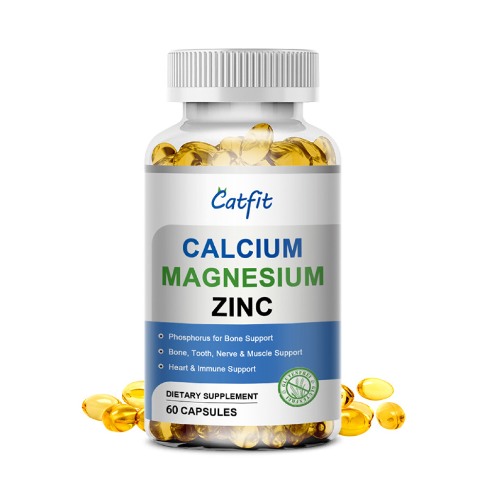 Calcium, Magnesium and Zinc Supplement with Vitamin D3 - For Bones, Teeth, Heart and Nerve Immune Function Support - 60 Capsules - 1