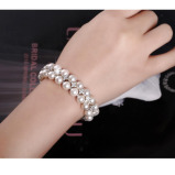 تتجه زركونيا كريستال 2 صف الهندي كوندان اللؤلؤ حبة سوار التنس - 3 miniature