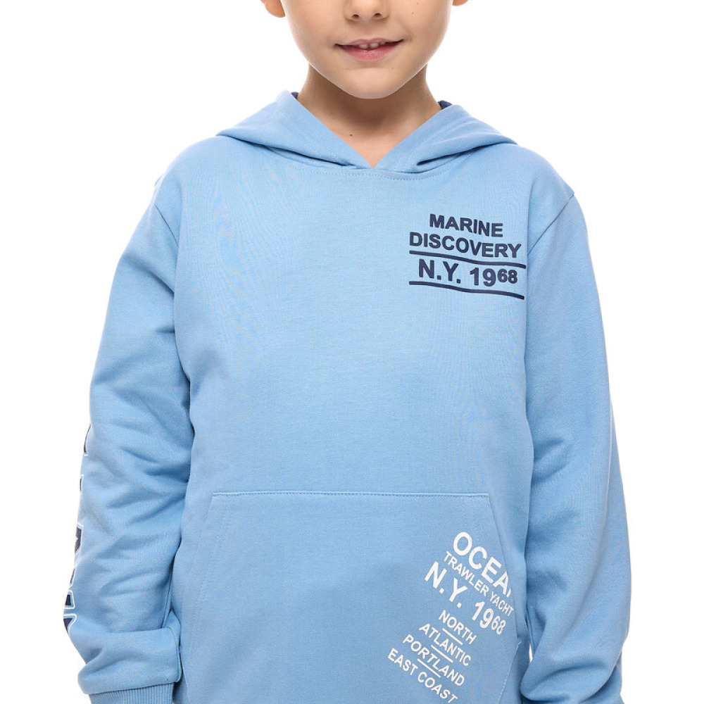 КОМПЛЕКТ Из 2 предметов: Толстовка С КАПЮШОНОМ И Джоггеры Для мальчиков (7-8 лет), цвет: светло-синий-темно-синий - 5