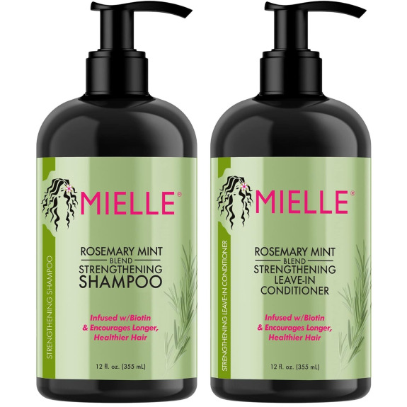 MIELLE Rosemary Mint Organics Шампунь + Кондиционер + Щетка-Массажер для кожи Головы насыщен Биотином и Стимулирует Рост Волос Продукты для Более силь