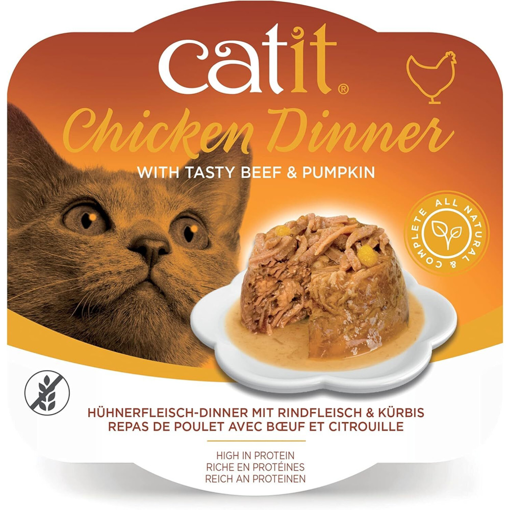 Catit Chicken Dinner, Beef & Pumpkin, Pack of 6 x 80g - 3