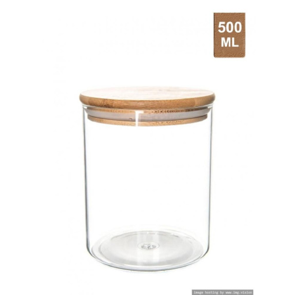 Little Storage Co الخيزران والزجاج وعاء تخزين 500 مل