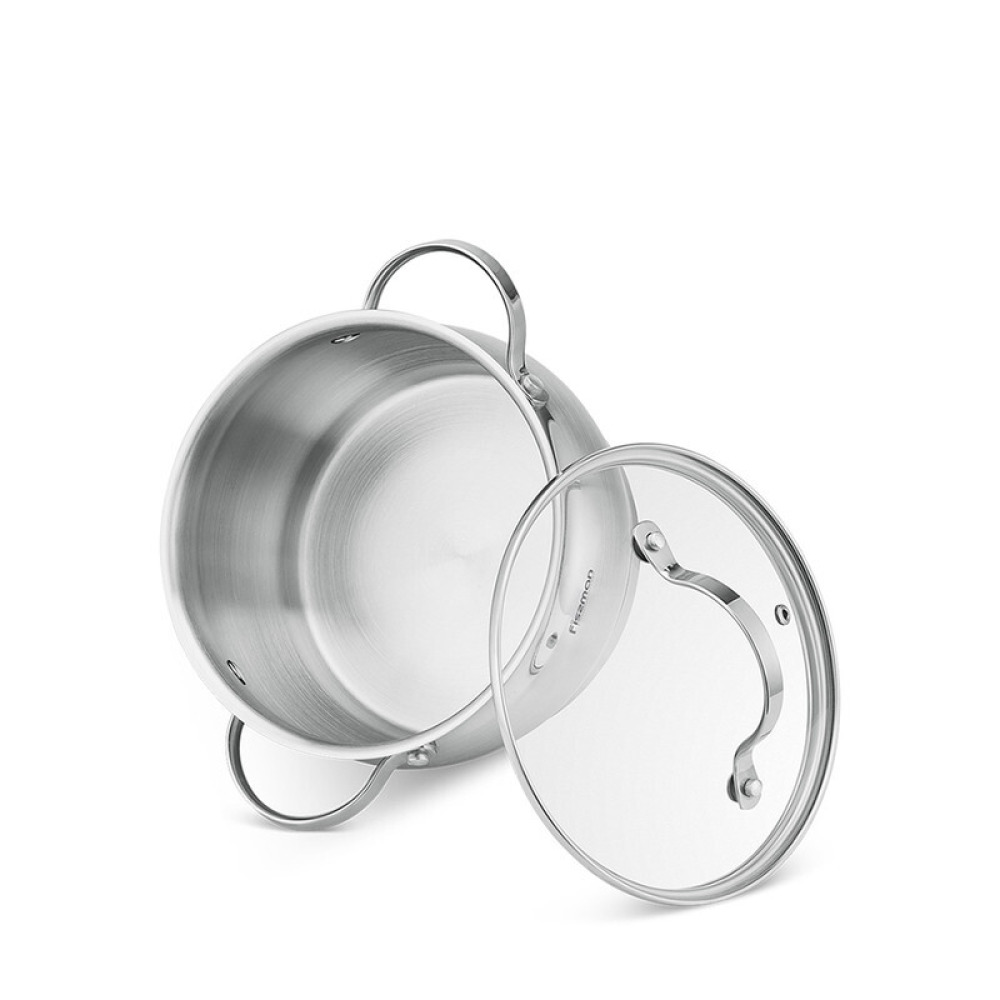 Fissman Stockpot with Glass Lid 16cm /1.9L with Measuring Mark, Stainless Steel Stockpot Fabiana Series - 3