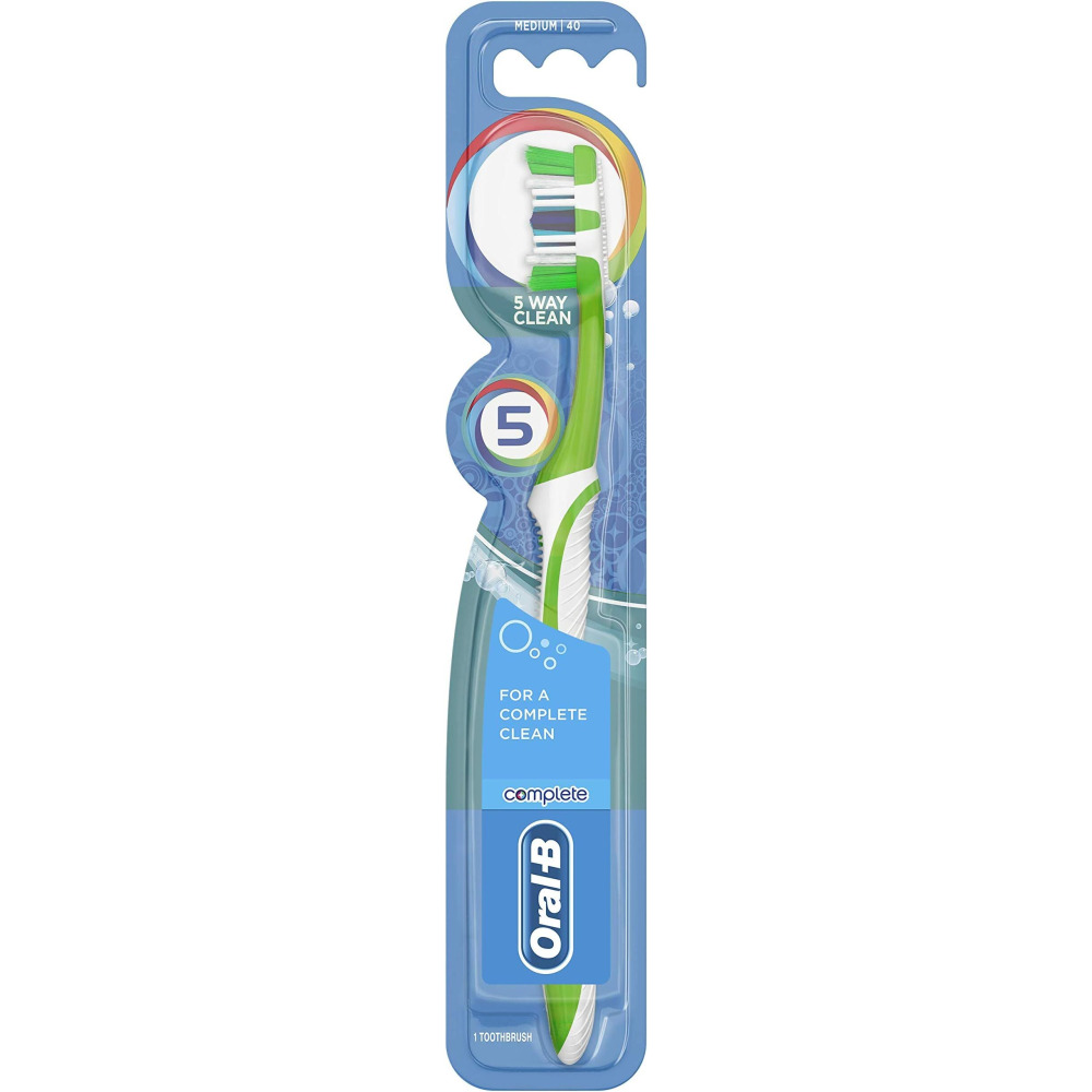 Oral-B Complete 5 Way Clean Manual Toothbrush, PowerTip Bristles For hard To Reach Areas - 1