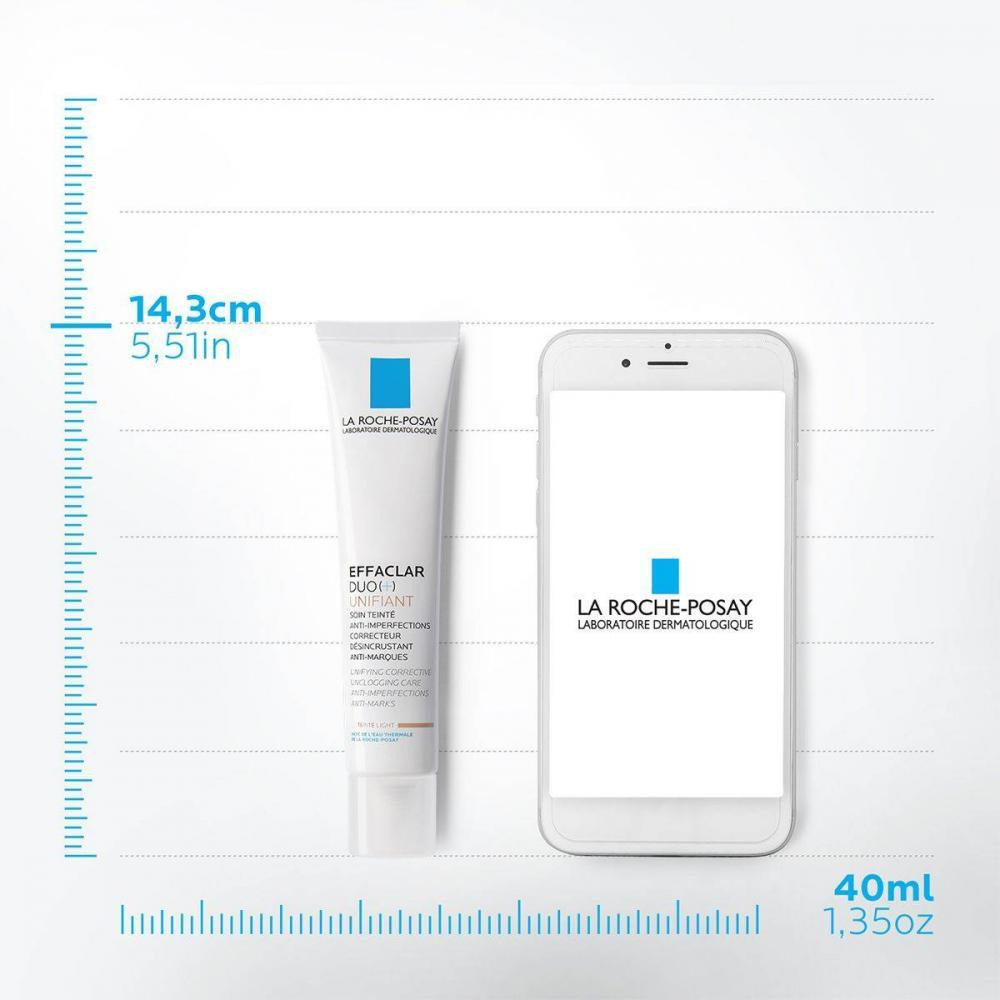 LA ROCHE-POSAY / Крем-гель, Effaclar duo+ unifiant, Medium, Корректирующий тонирующий уход, 1,35 унции (40 мл) - 4