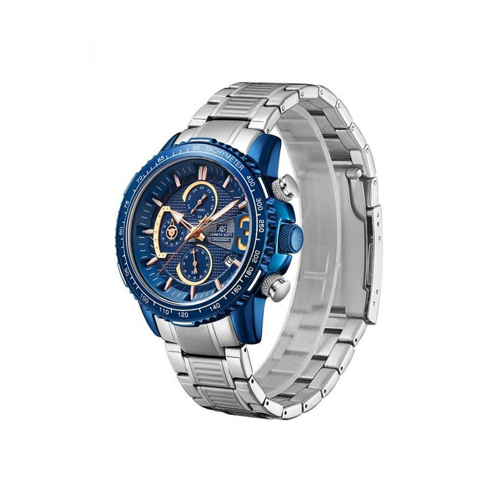 Kenneth Scott Men's Chronograph D.Blue Dial Watch - K22139-SBSN - 2