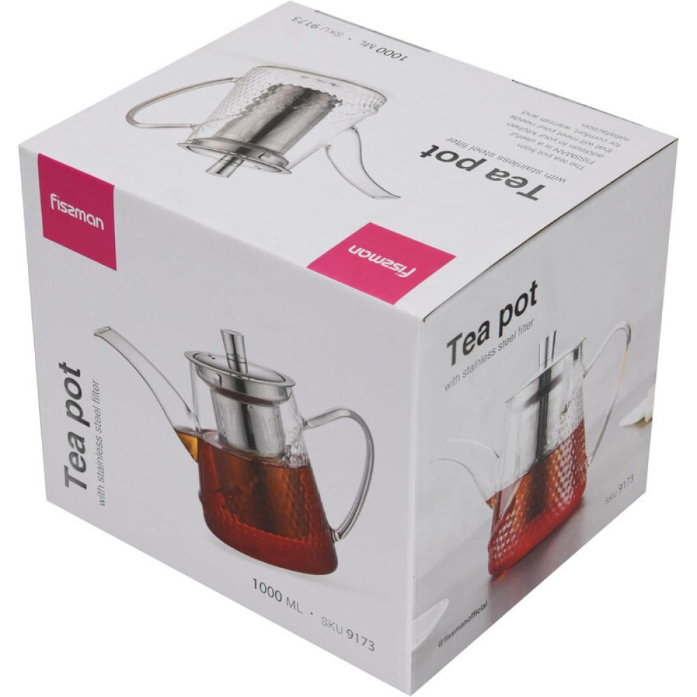 Fissman Tea Pot 1000ml with Stainless Steel Filter Borosilicate Glass - 5