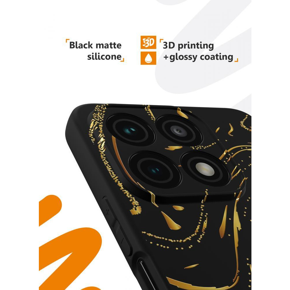 Soft Silicone Case Designed for Honor X8A (4G) [Drop Protection], Shockproof Protective Phone Case for Honor X8A (4G) with Golden streaks Pattern - 5