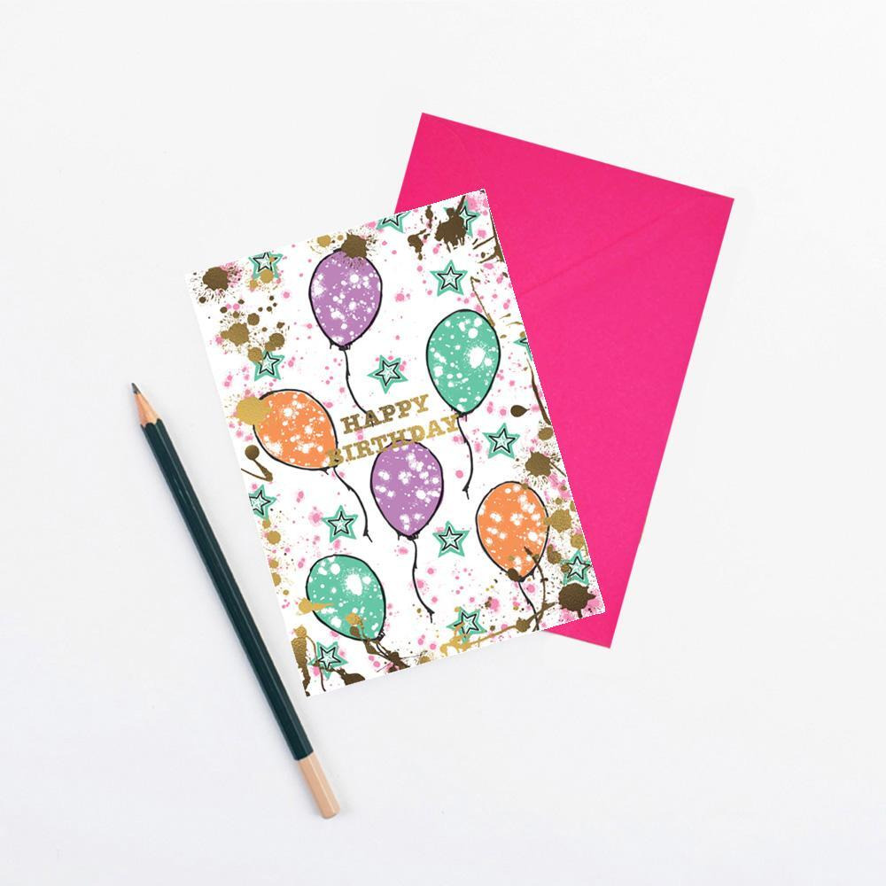 Splatter Balloons Card - 1