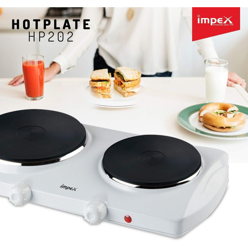 Electric Hot Plate Impex HP 202 Stainless Steel Double with Auto Thermostat, 2500W - 4