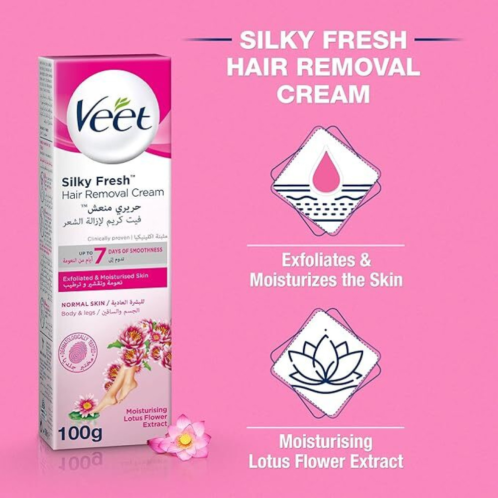 Veet, Silky Fresh, Hair removal cream, For normal skin, Violet blossom, 100 g - 2