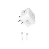 Trands 30W Dual Port Type-C & USB Charger, White - 1 miniature
