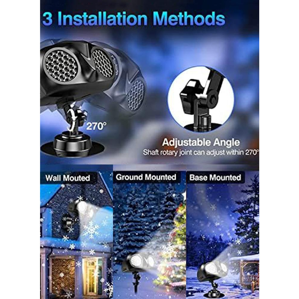 Snowfall Projector Lights with Remote Control, IP65 Waterproof Snowfall Spotlight for Weddings and Parties - 3