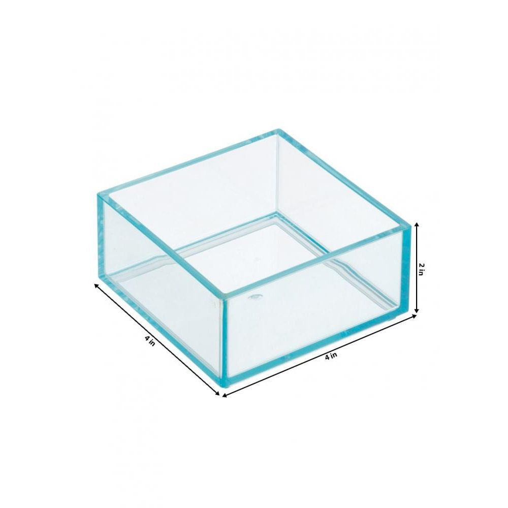 إنتر ديزاين منظم أدراج صغير الحجم مع حافة متوهجة 4.01 × 4.01 × 2 بوصة فيروزي - 2