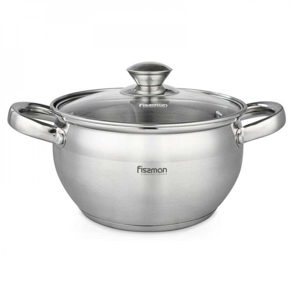 Fissman Stockpot With Glass Lid Prime Series Stainless Steel And Induction Bottom Silver 24x13.5cm/6.1LTR - 1