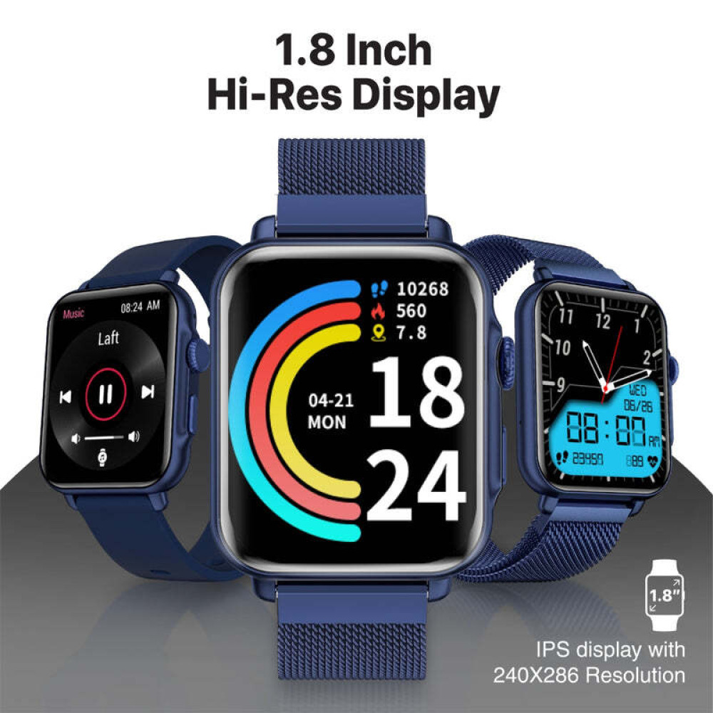 Promate ProWatch-B18 SuperFit™ Smartwatch With Handsfree Support Blue - 8