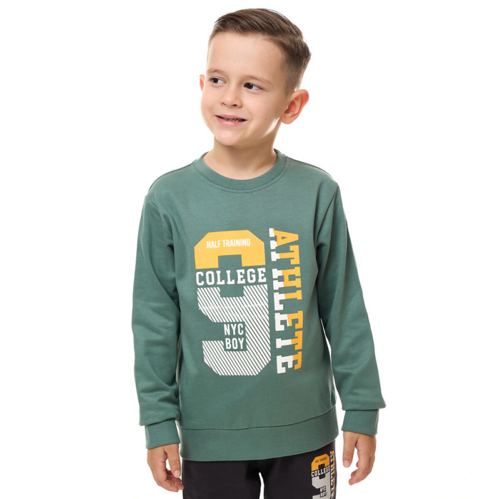 Boys' 2-Piece Sweatshirt and Jogger Set Green - Dark Gray 3-4 YRS - 4