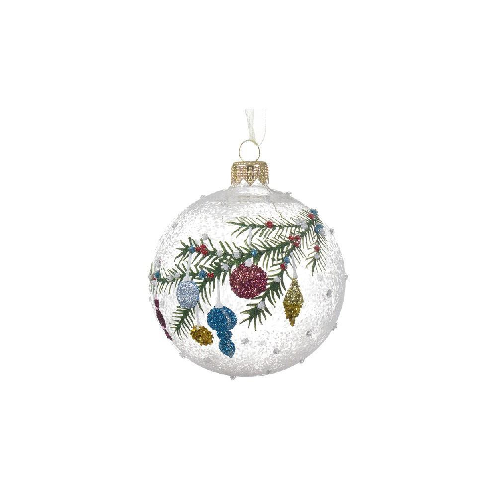 Kaemingk Decoris 8 cm Bauble Glass Clear Fir Branches - 1