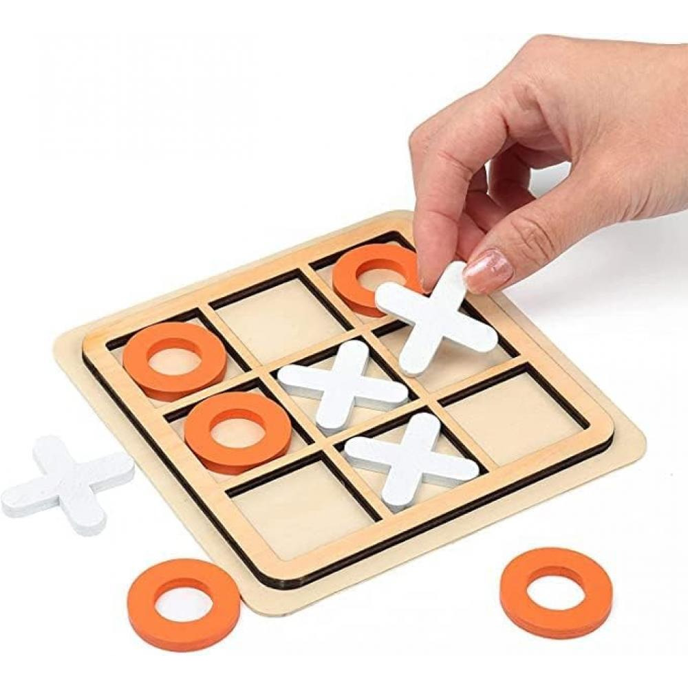لوحة خشبية ecvv لعبة tic tac toe xo على شكل طاولة لعبة ألغاز كلاسيكية عائلية للأطفال ألعاب تعليمية (قطعة واحدة متنوعة) - 1
