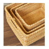 Homesmiths Natural Rattan Storage Bins With Handles Small - 6 miniature
