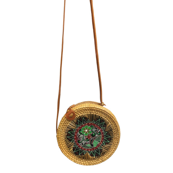  handmade rattan bag floral designed