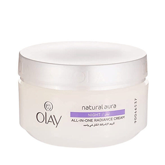 Cream, Olay, Natural Aura, Night, All-in-one radiance, Mulberry extract, 1.7 fl. oz. (50 g)