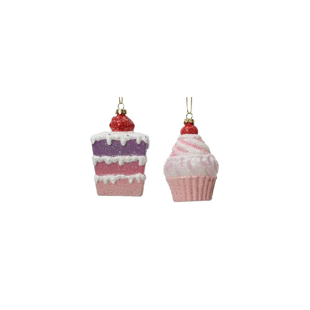Kaemingk Decoris Cake Plastic Sugar Finish with Shiny \& Enamel with Glitter Assorted 1 Piece - 1