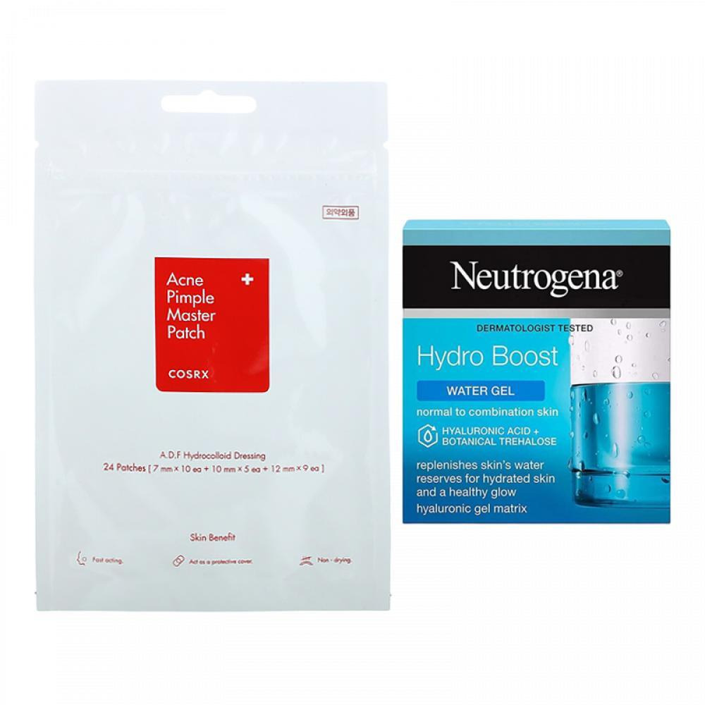 Beauty set, 1 + 1, Neutrogena Face water-gel, Hydro boost, Normal to combination skin, 1.69 fl. oz (50 ml) + COSRX Acne pimple master patch, 24 patc - 2