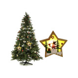 Набор из 3 Подвесных Подвесок На Елку С Деревянными звездами И Лампочками В СТИЛЕ санта-клауса, Оленя И снеговика Для Новогодней Вечеринки и Украшения - 1 miniature