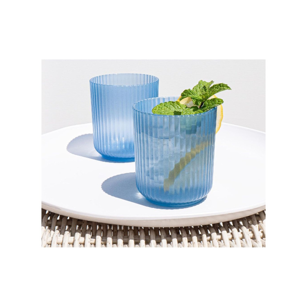 TarHong Essentials Mesa Drinkware, Polypro, Shatterproof, Indoor/Outdoor, Double Old Fashioned, Blue - 2