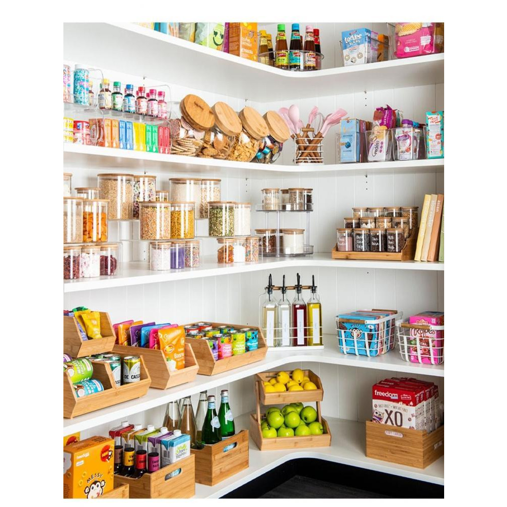 Little Storage Bamboo Stackable Organizer Large with Divider - 3