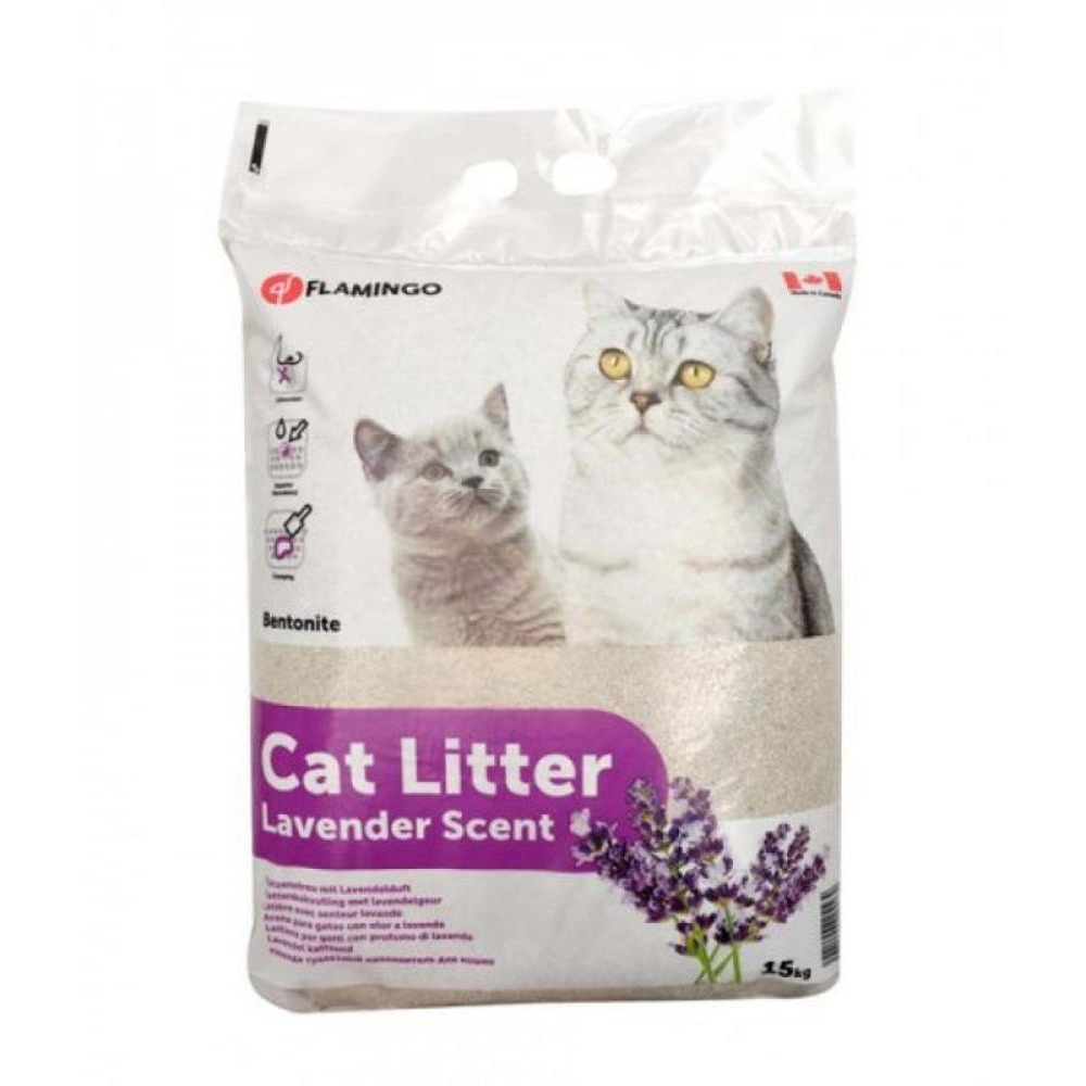 Flamingo Cat Litter Bentonite - Lavender - 15 kg - 1