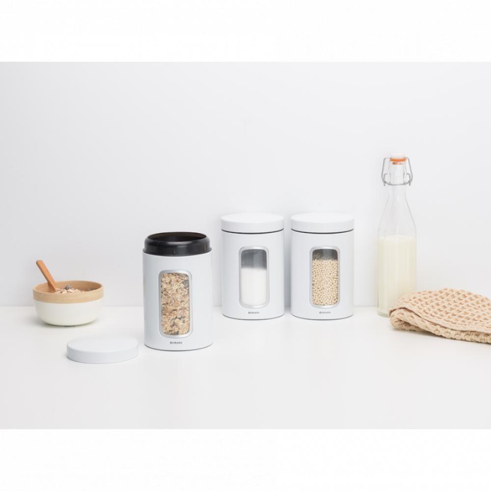 Brabantia Window Canister set, 1.4 litre, 3 piece - White - 2