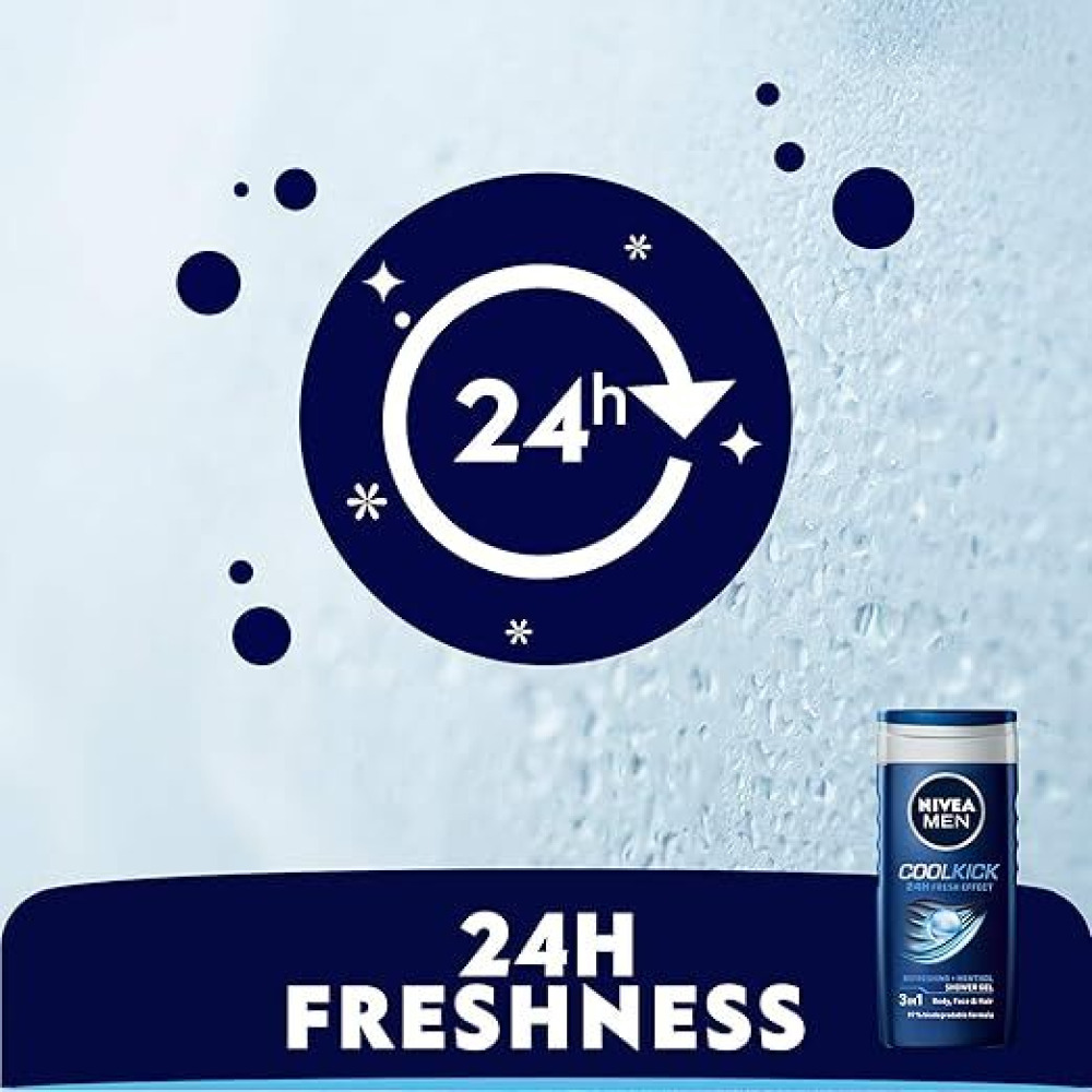 NIVEA, Men shower gel 3 in 1, Cool Kick, 3x250 ml - 5