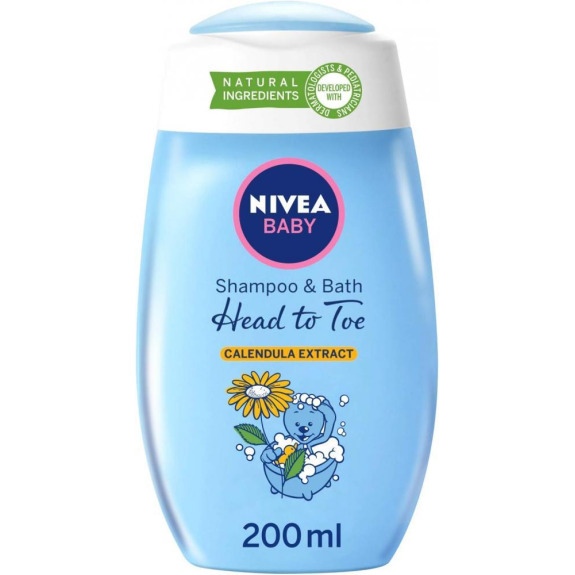 NIVEA Baby \/ Bath shampoo, Head to toe, Calendula extract, 6.76 fl.oz (200 ml)