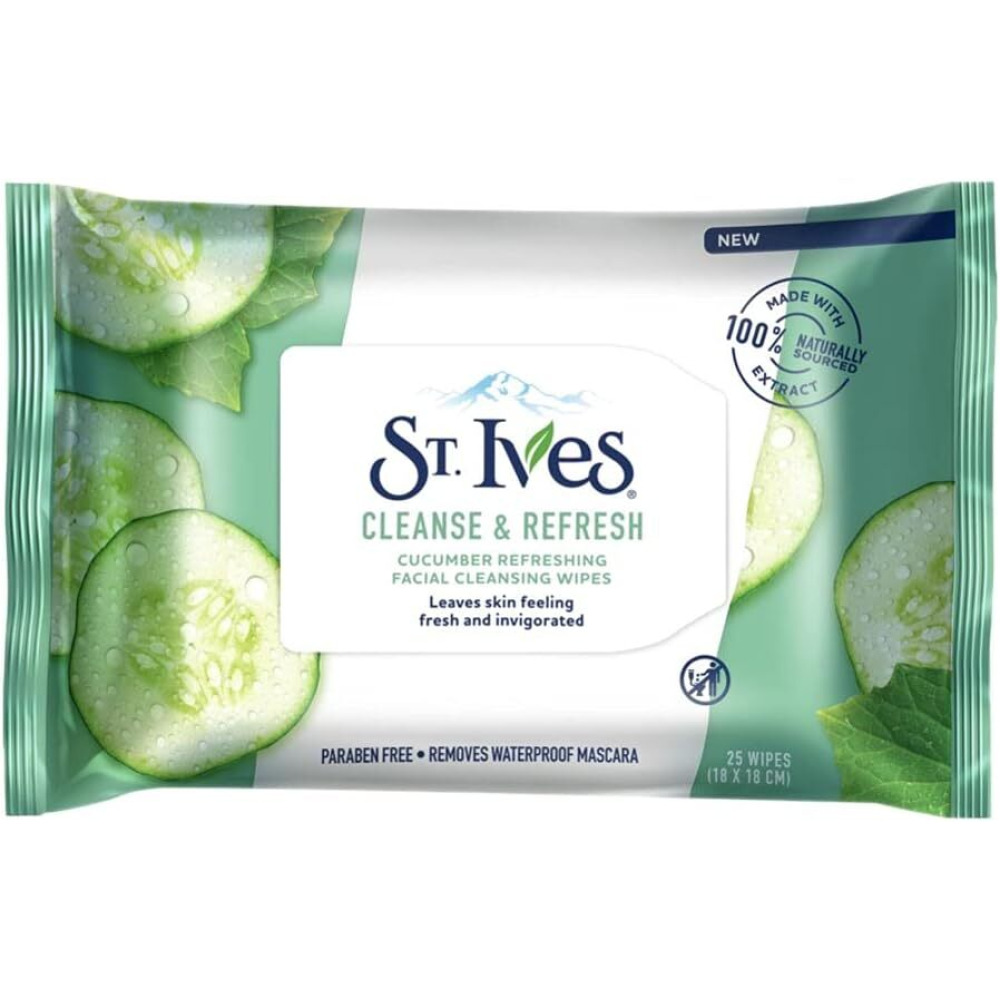 St. Ives, Cucumber Refreshing Facial Cleansing Wipes, 25 Wipes - 1
