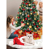 White Faux Fur Christmas Tree Skirt, 48 Inch Diameter Snowy Xmas Tree Skirt Decoration, Christmas Tree Mat with Soft and Fluffy Texture, Perfect Tree  - 4 miniature