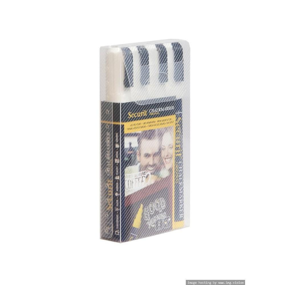 Securit Liquid Chalkmarker White 2-6mm Nib Pack of 4 - 2