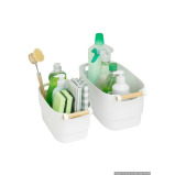 Wenko Organizer with Wooden Handle Medium White - 3 miniature