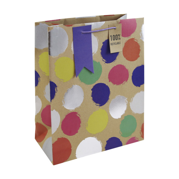 Gift Bag Eurowrap Sketchy Spots Kraft Large 