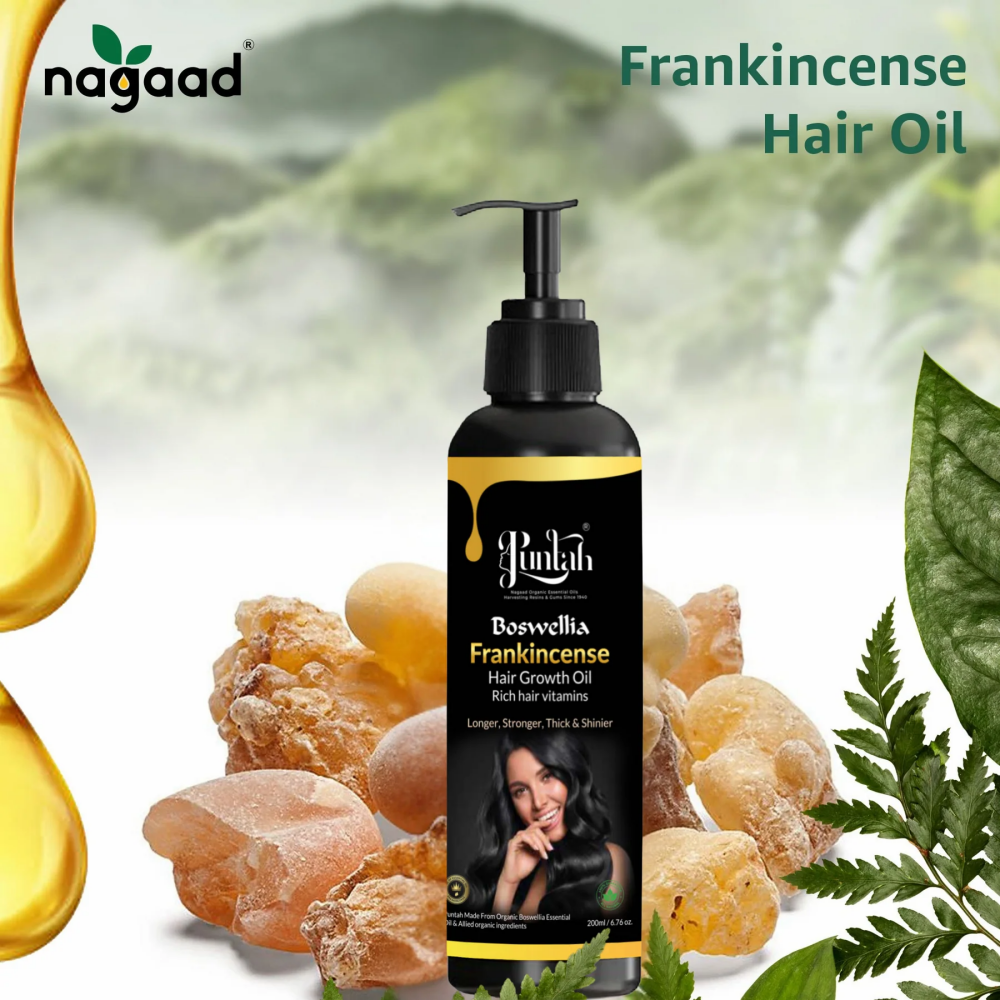 Nagaad Puntah Frankincense Hair Growth Oil 200 ml - 100% Natural & Certified - Promotes Longer, Stronger, Thicker, and Shinier Hair - 5